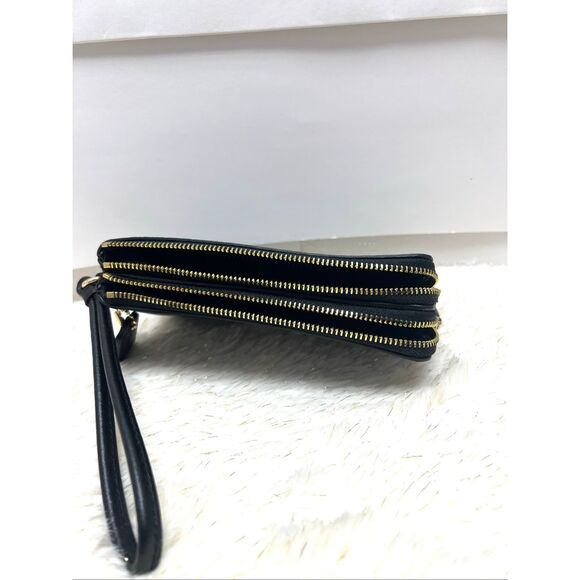 Coach Double  Corner Zip Wristlet Wallet in Sig Canvas F87591 Brown/Black - Picture 4 of 5